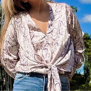 BNWT Hayden Python Print Knot Blouse